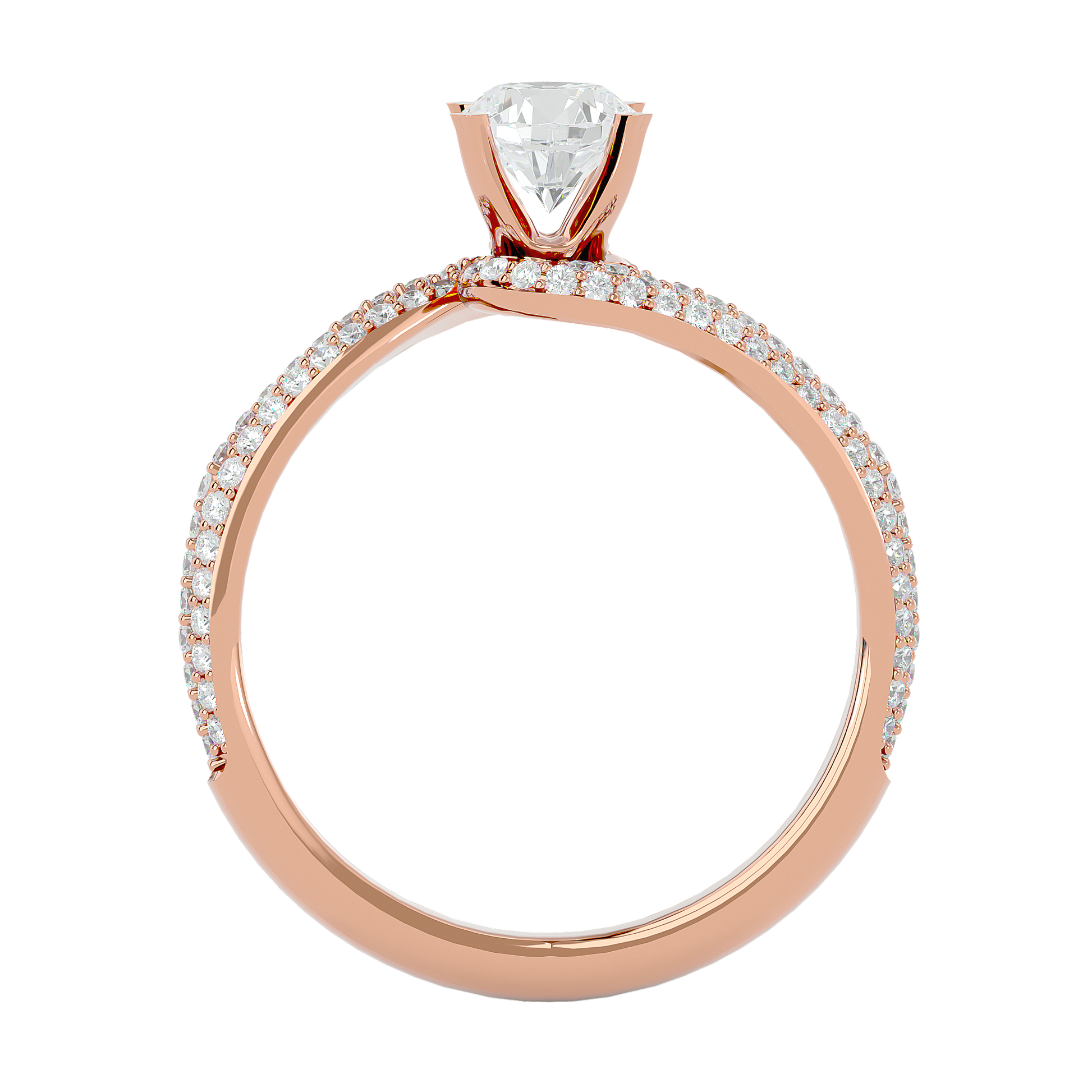 Lab Grown Round Cut Diamond Halo Twirl Ring In Rose Gold