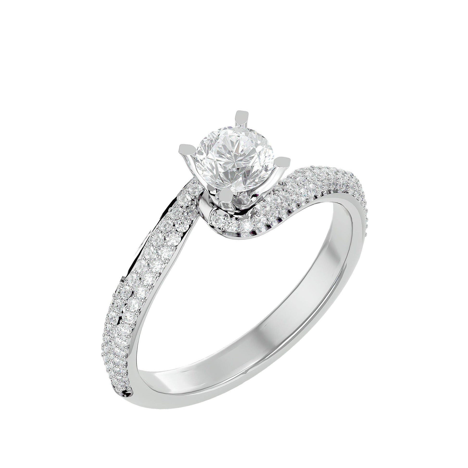 Lab Grown Round Cut Diamond Halo Twirl Ring In Platinum