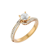 Lab Grown Round Cut Diamond Halo Twirl Ring In Yellow Gold