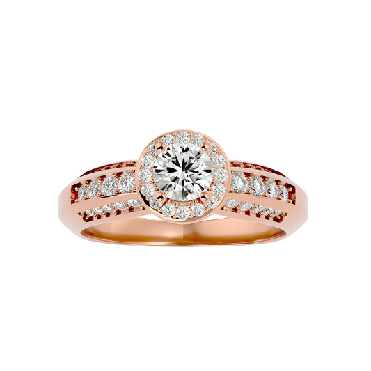 Lab grown Round Diamond Halo Ring In Rose Gold