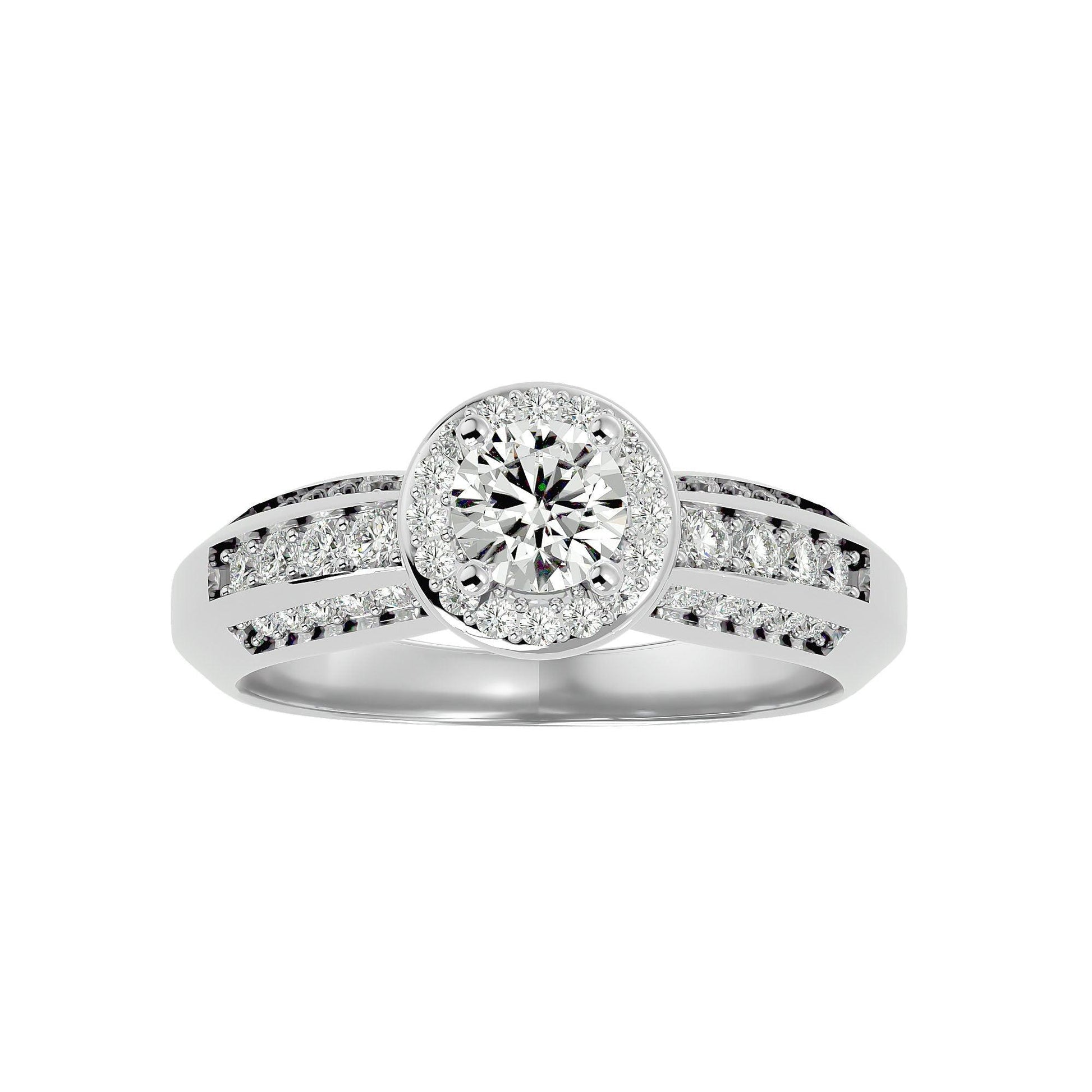 Lab Grown Round Diamond Halo Ring In Platinum