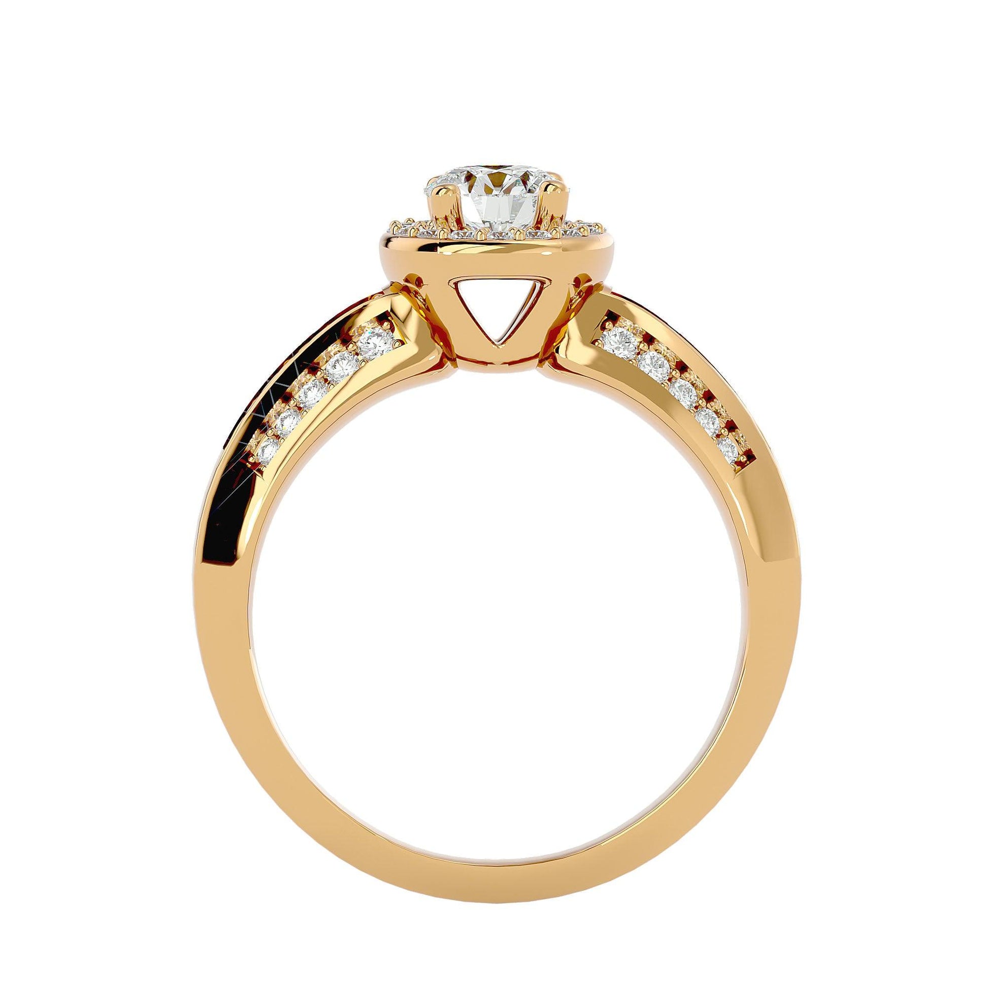 Lab Grown Round Diamond Halo Ring In Yellow Gold