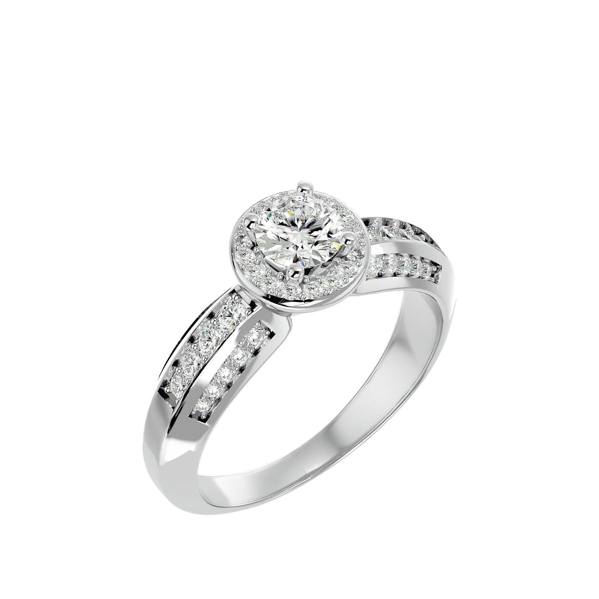 Lab Grown Round Diamond Halo Ring In Platinum