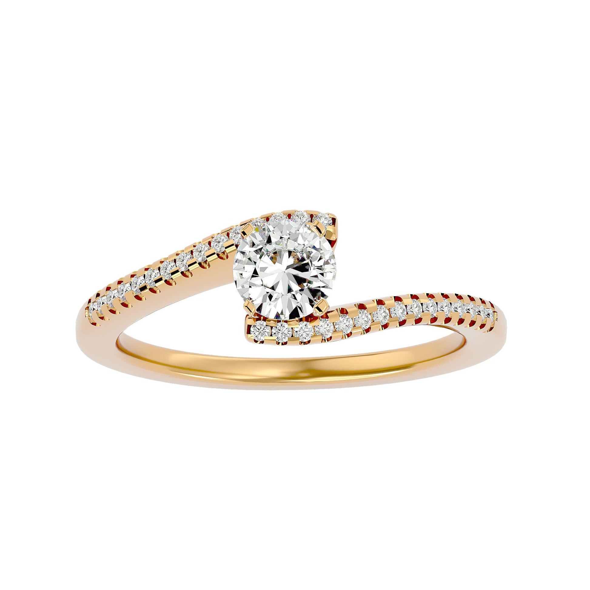 Lab Grown Round Diamond Halo Ring In Yellow Gold