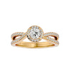 Adorned Lab Grown Round Diamond Halo Ring In Yellow Gold