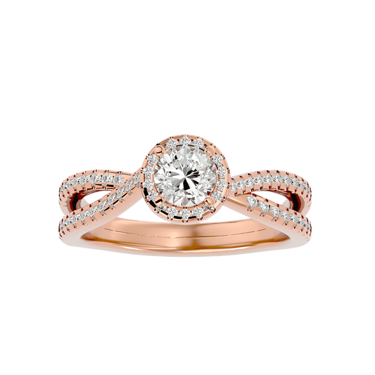 Adorned Lab Grown Round Diamond Halo Ring In Rose Gold