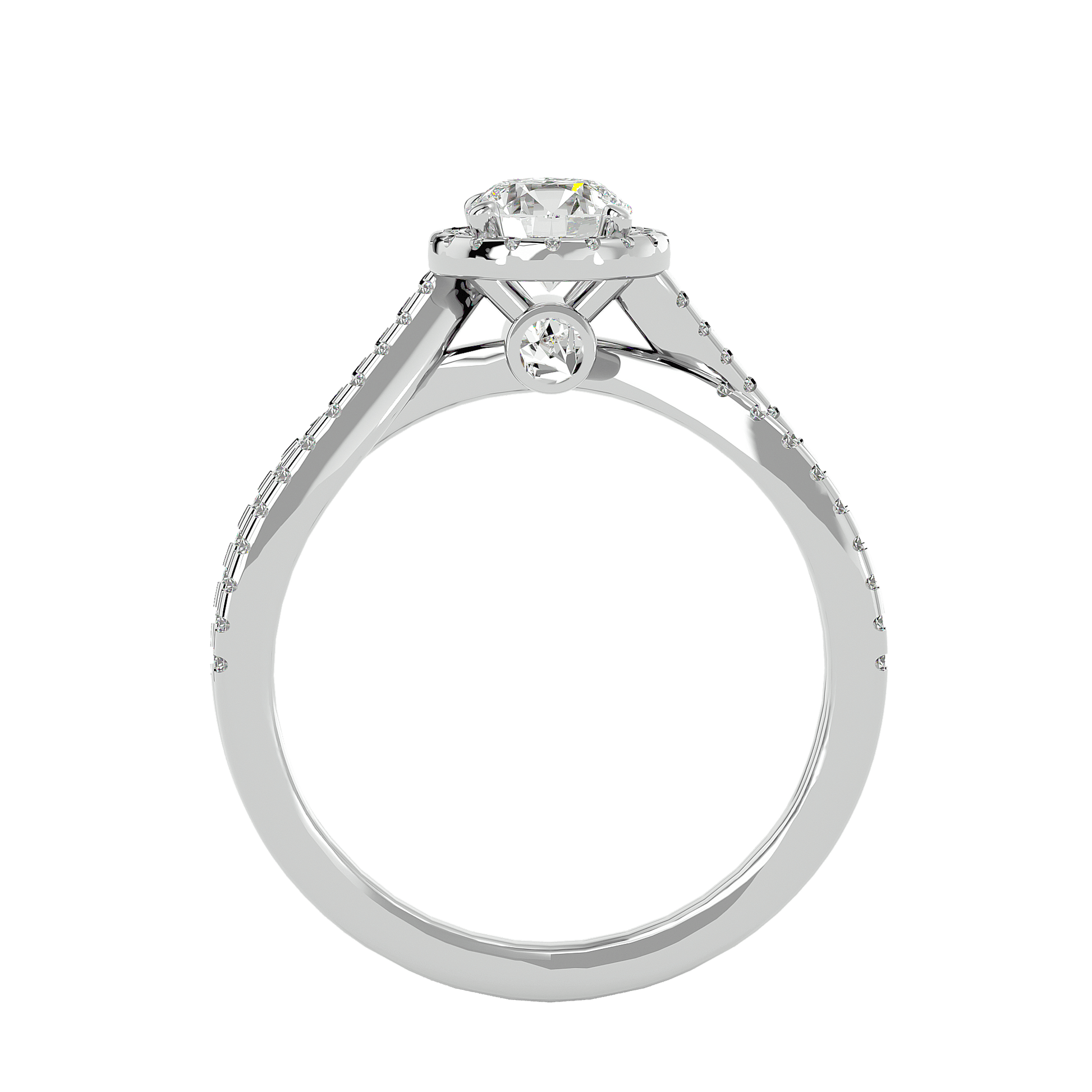 Adorned Lab Grown Round Diamond In White Gold Halo Ring