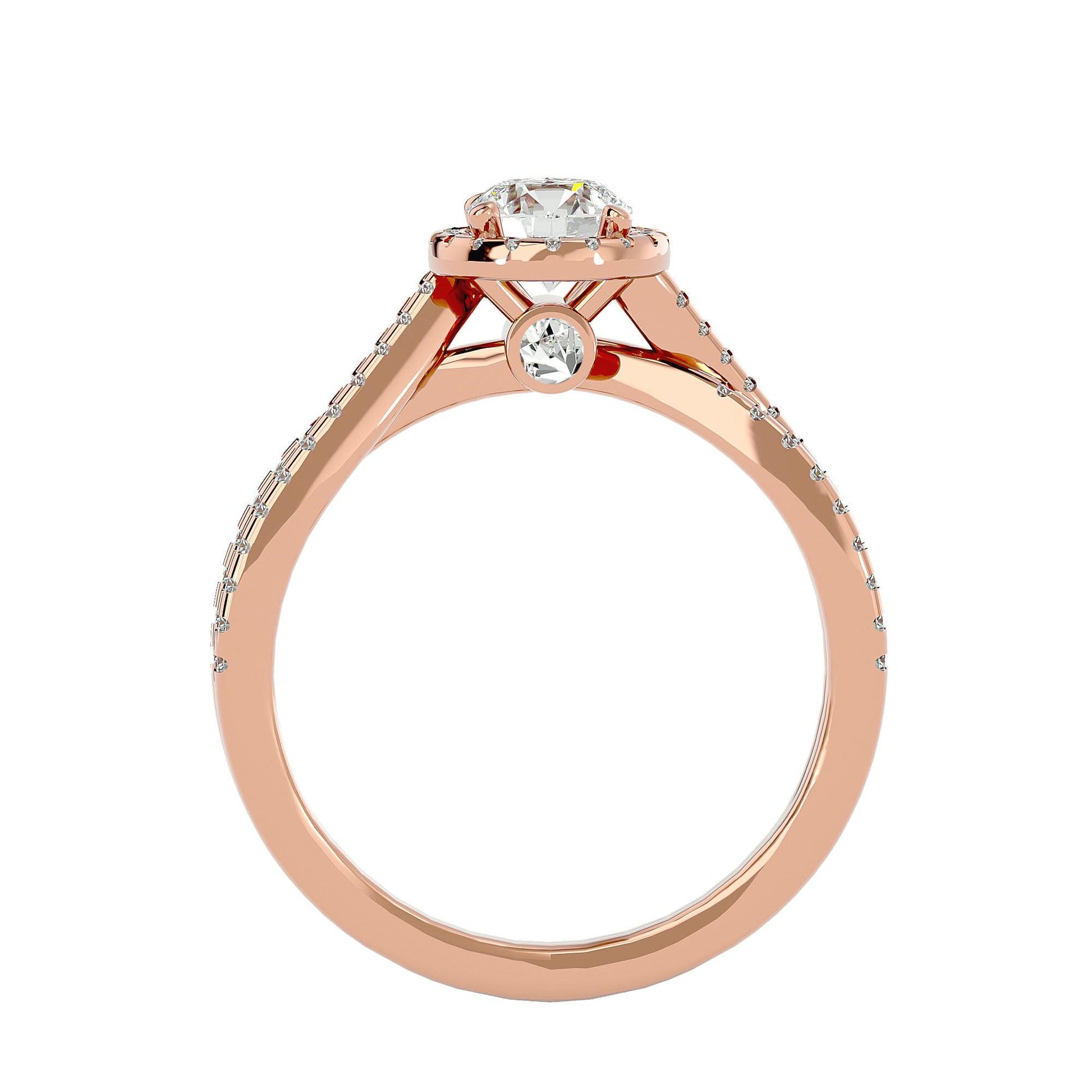 Adorned Lab Grown Round Diamond Halo Ring In Rose Gold