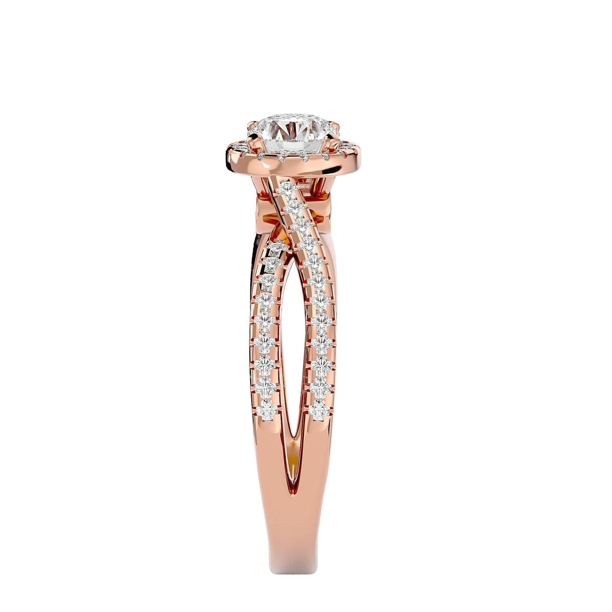 Adorned Lab Grown Round Diamond Halo Ring In Rose Gold