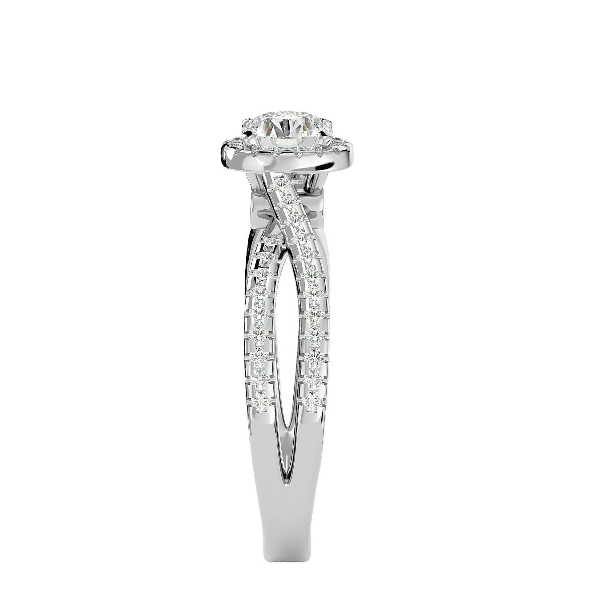 Adorned Lab Grown Round Diamond In White Gold Halo Ring