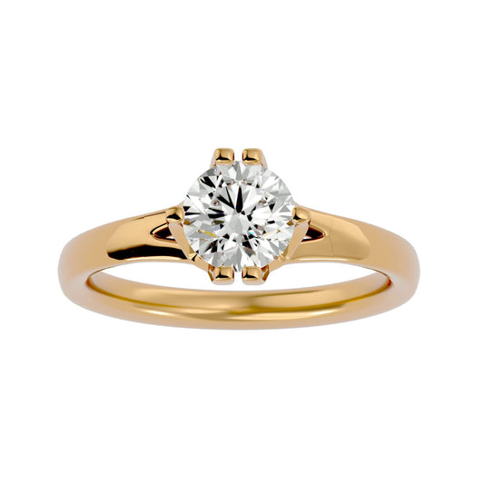 Lab Grown Round Cut Diamond Solitaire Ring In Yellow Gold