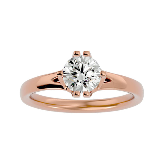 Lab Grown Round Cut Diamond Solitaire Ring In Rose Gold