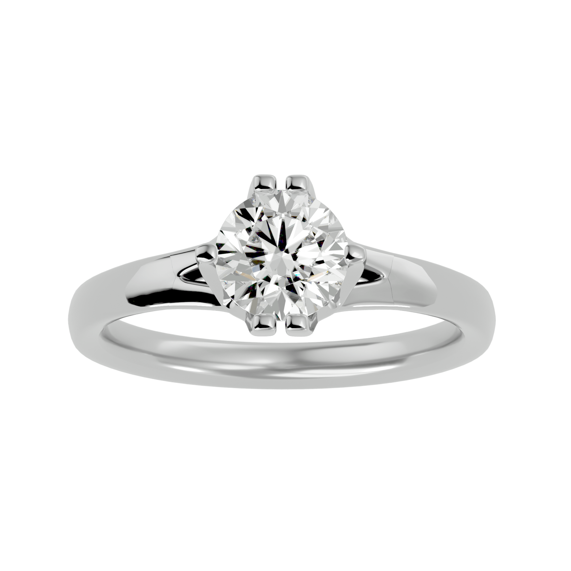 Lab Grown Round Cut Diamond In White Gold Ring 6 Prong