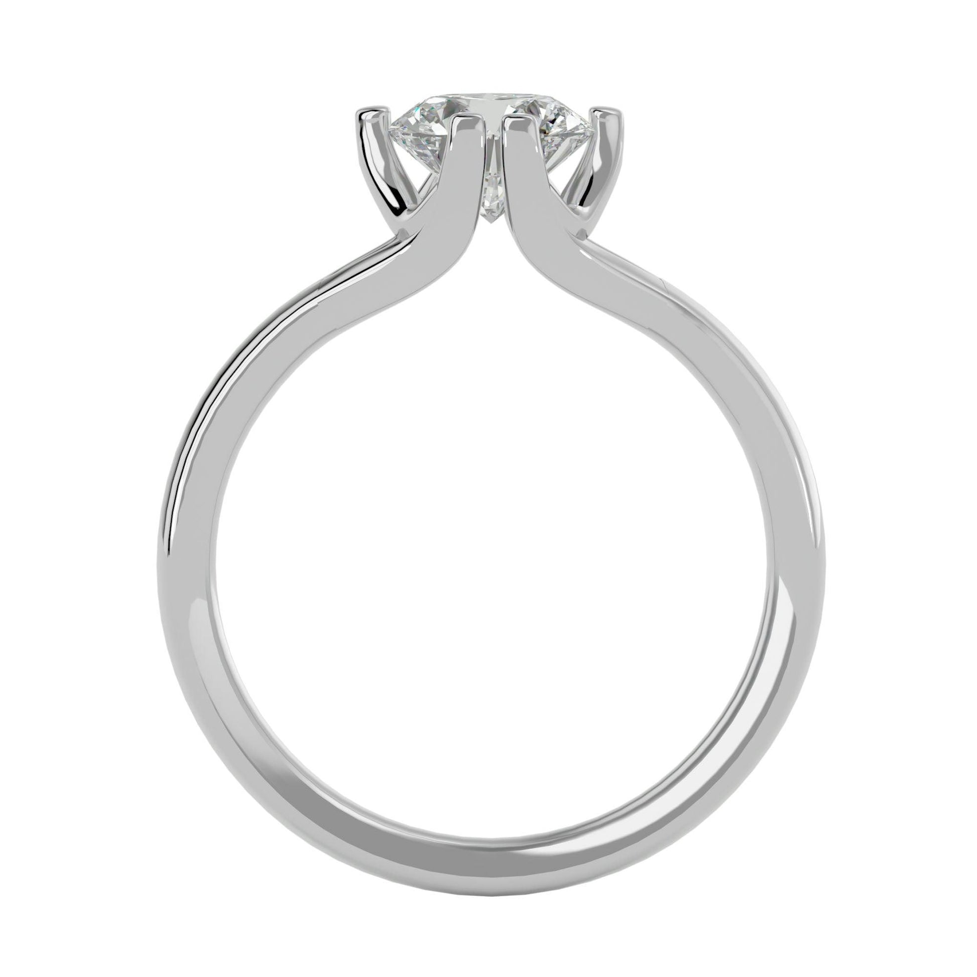 Lab Grown Round Cut Diamond In White Gold Ring 6 Prong