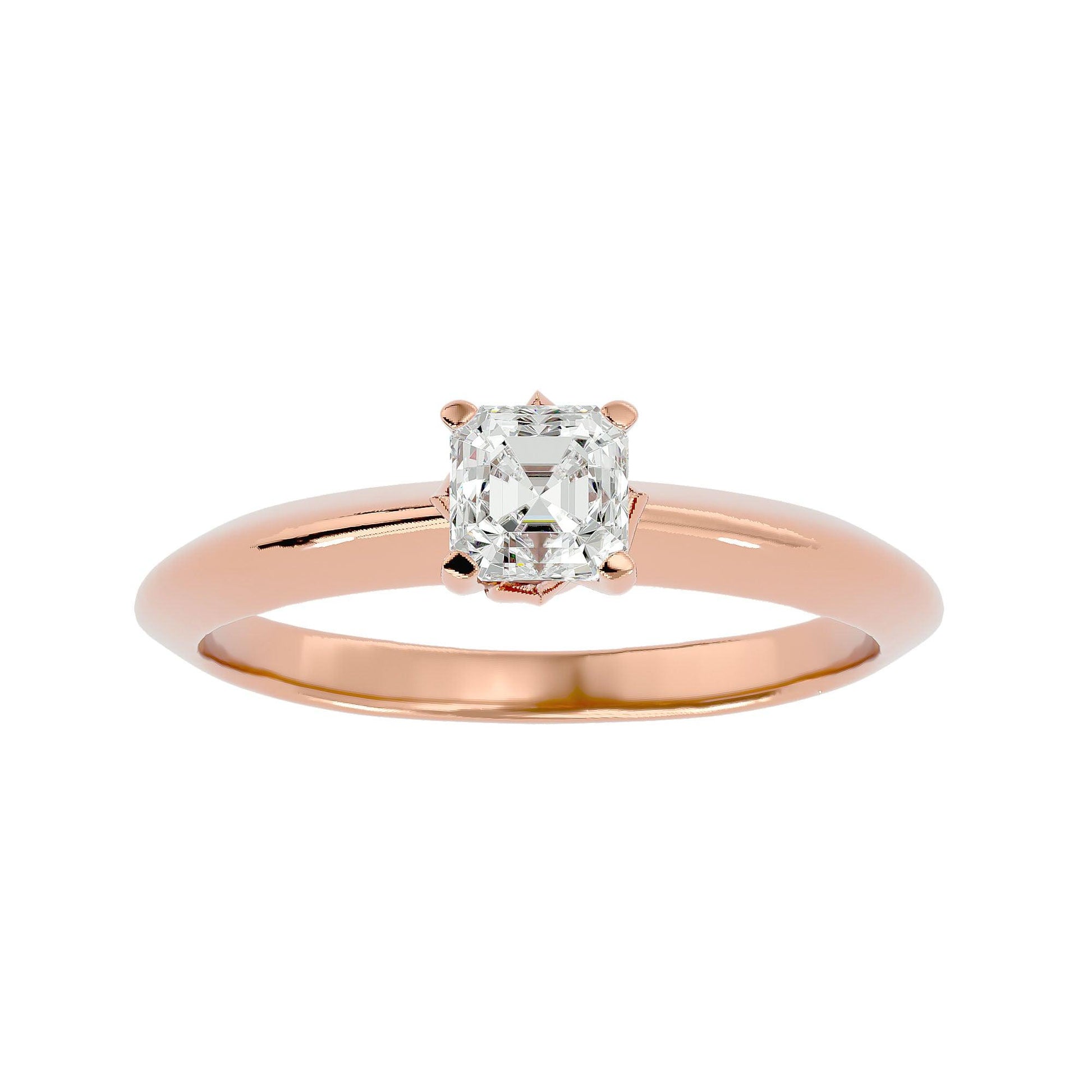 Lab Grown Emerald Cut Diamond Solitaire Ring In Rose Gold