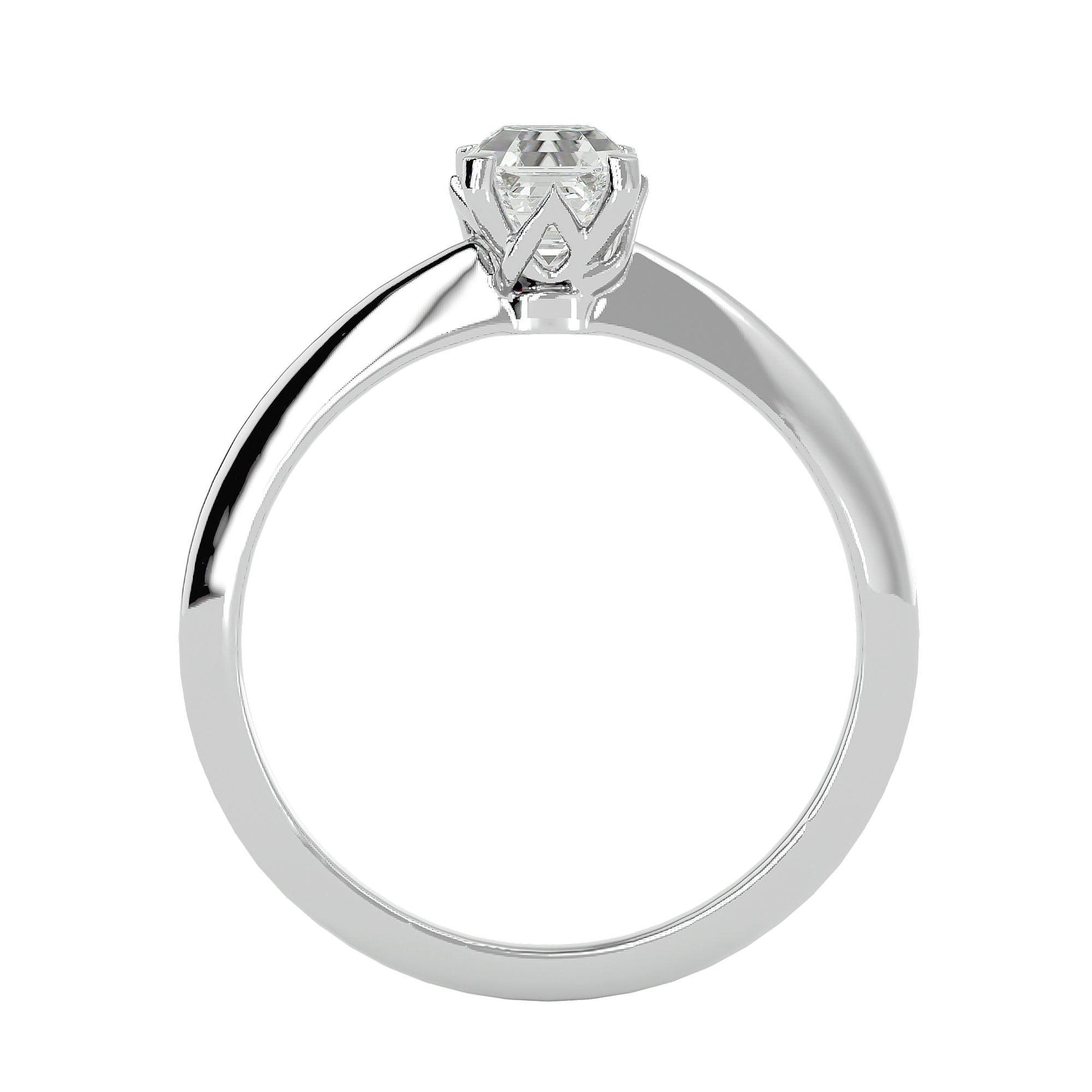 Lab Grown Emerald Cut Diamond In White Gold Solitaire Ring