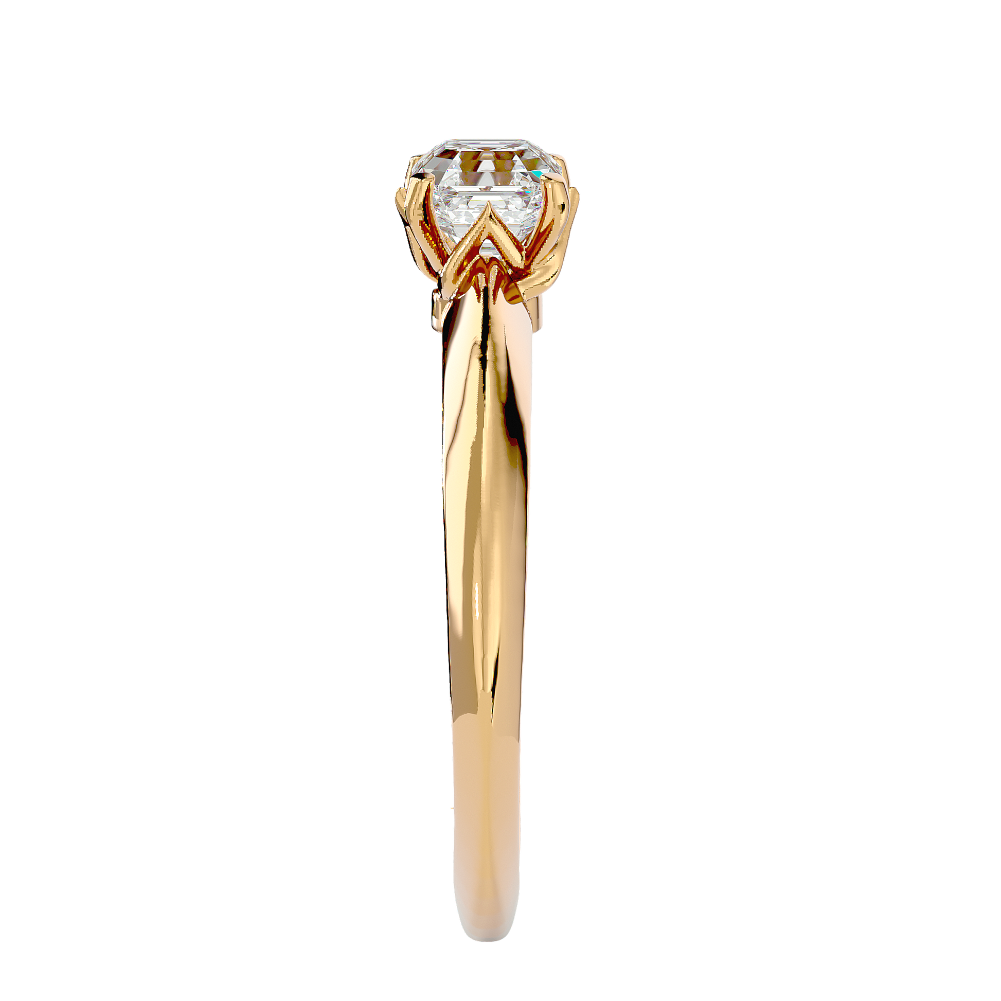 Lab Grown Emerald Cut Diamond Solitaire Ring In Yellow Gold