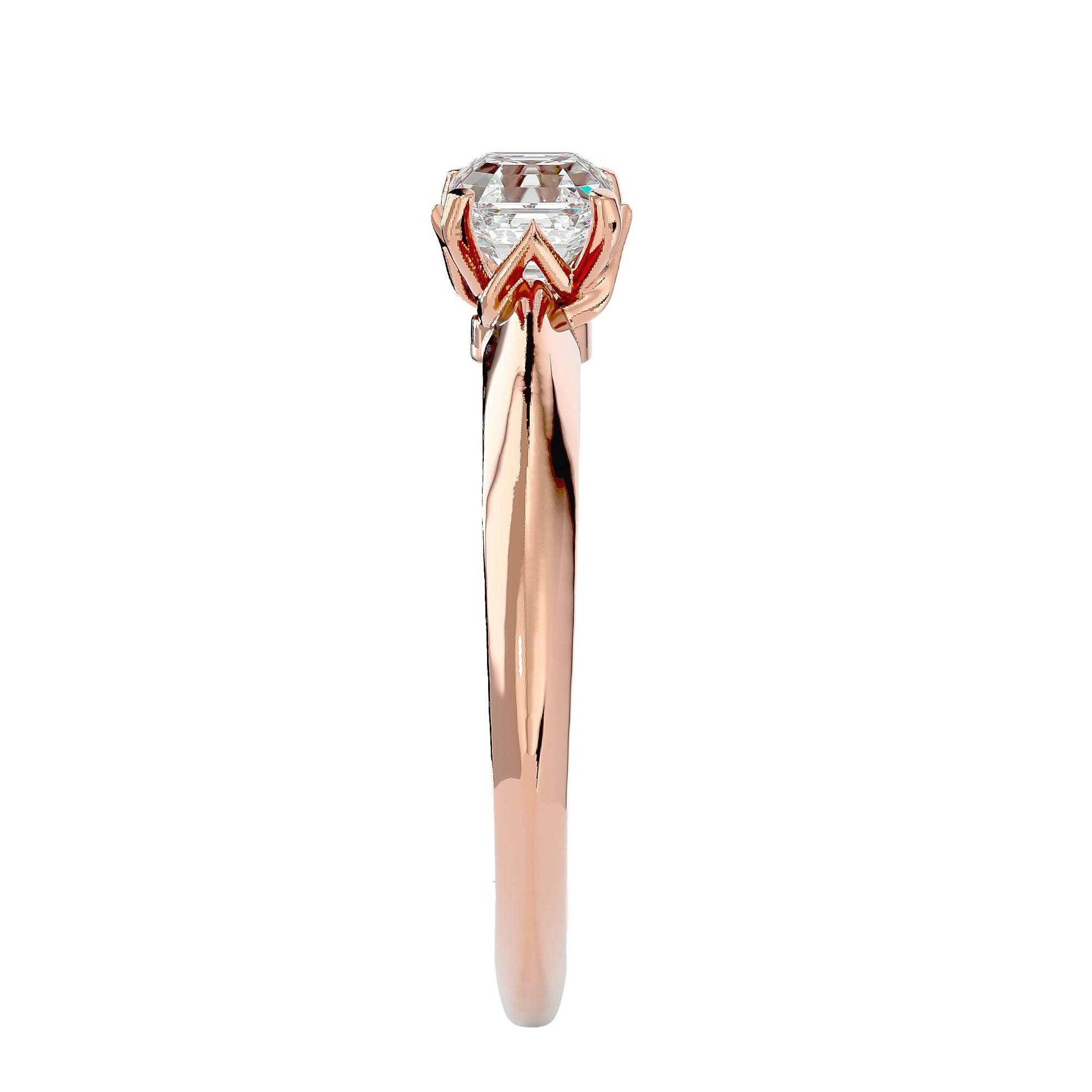 Lab Grown Emerald Cut Diamond Solitaire Ring In Rose Gold