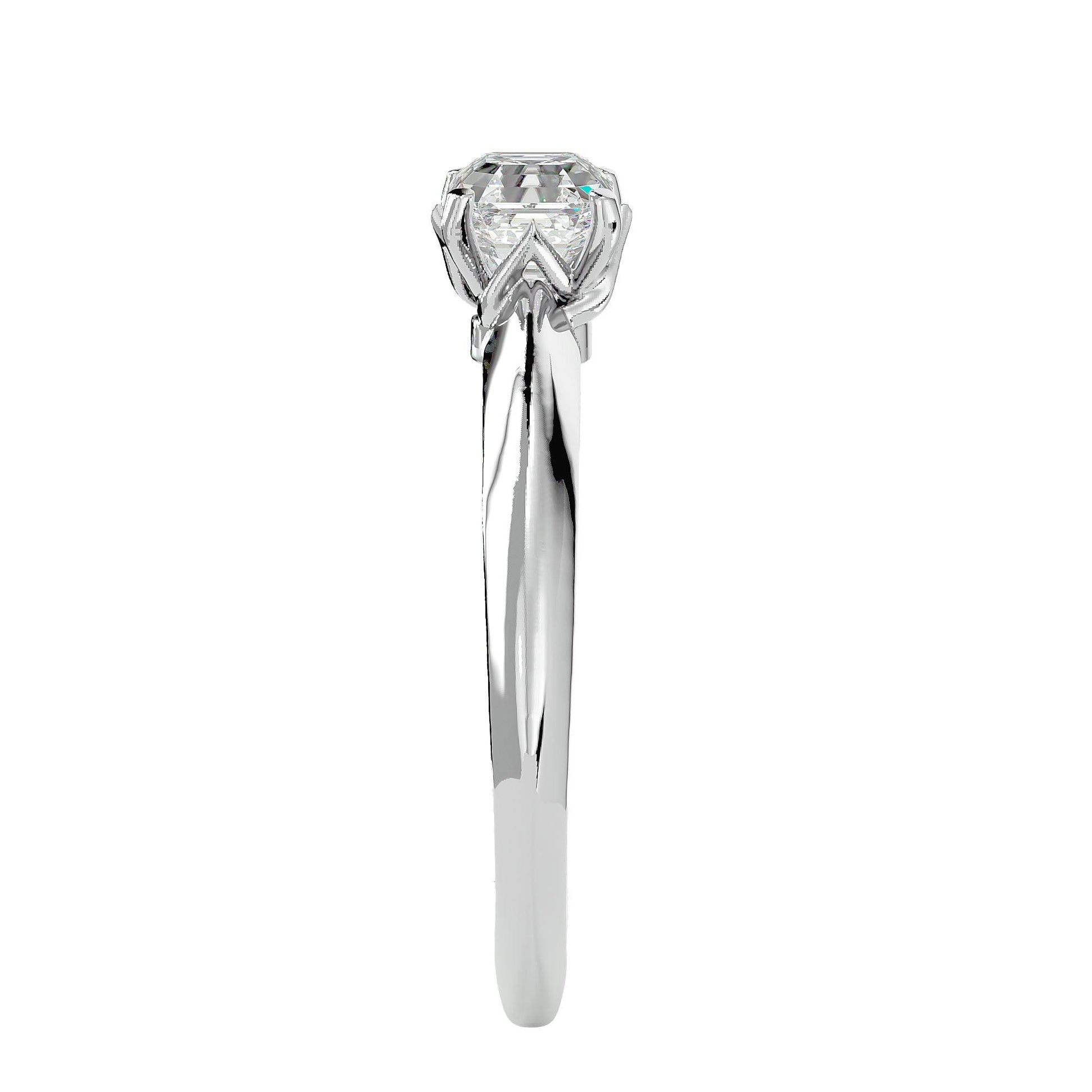 Lab Grown Emerald Cut Diamond In White Gold Solitaire Ring