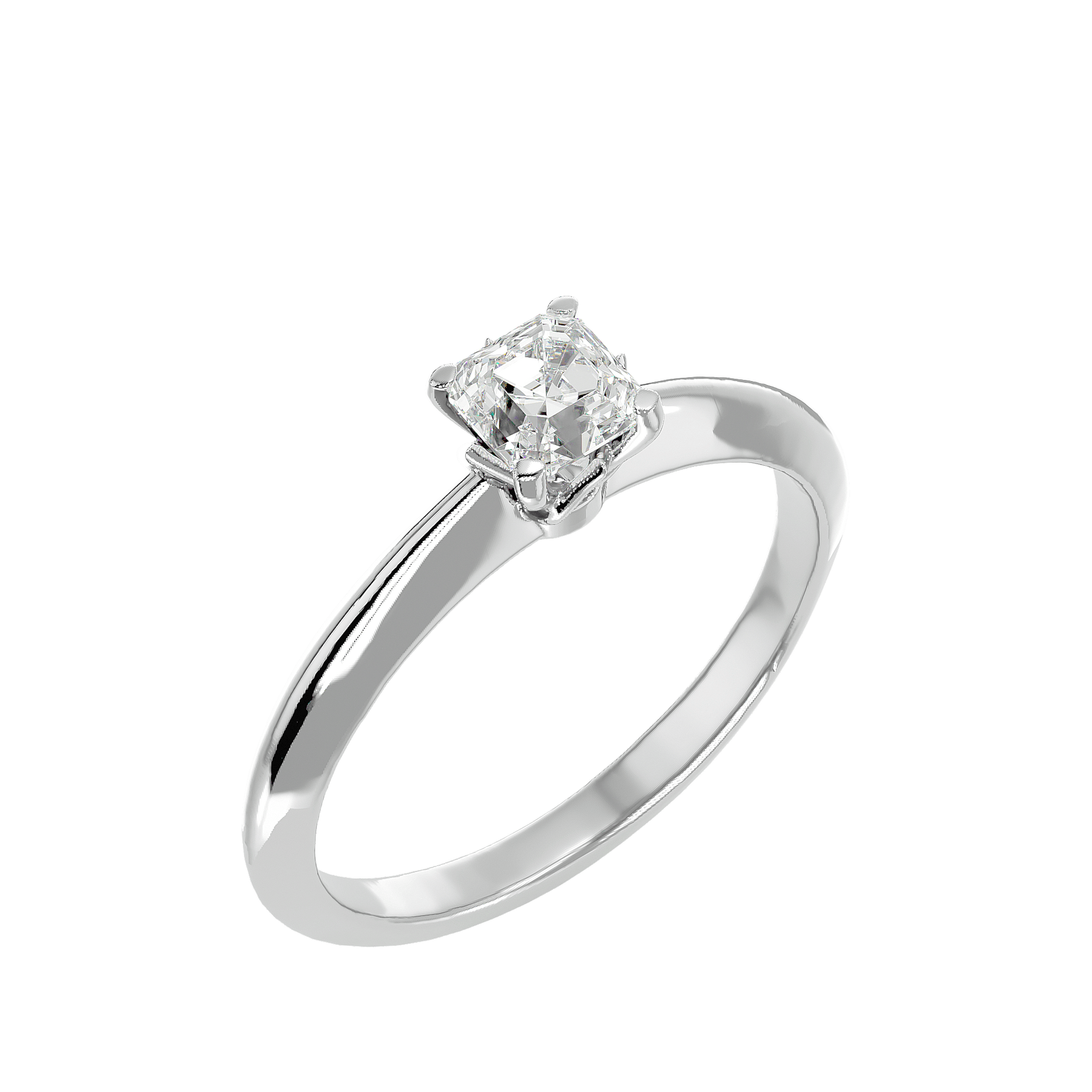 Lab Grown Emerald Cut Diamond In White Gold Solitaire Ring