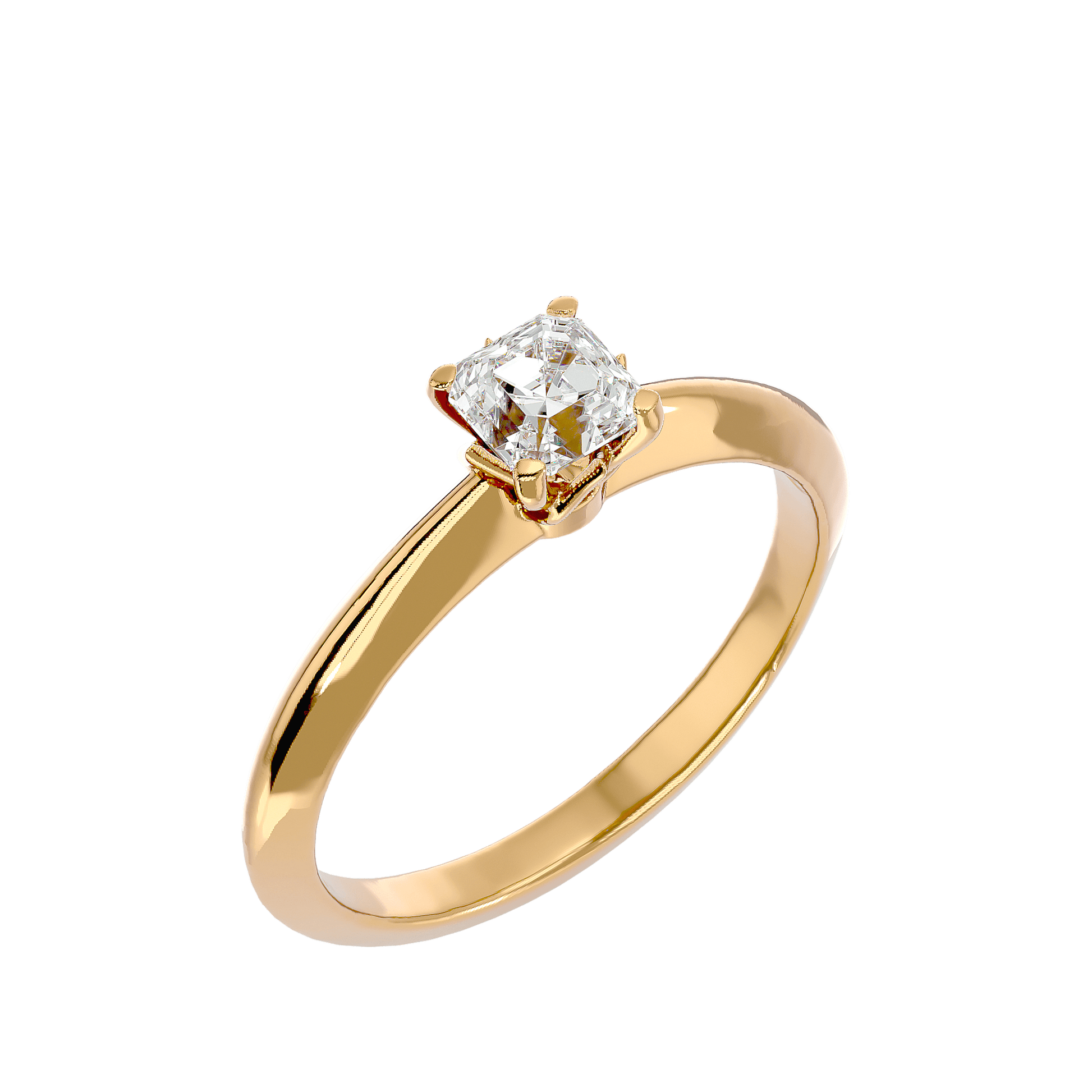 Lab Grown Emerald Cut Diamond Solitaire Ring In Yellow Gold