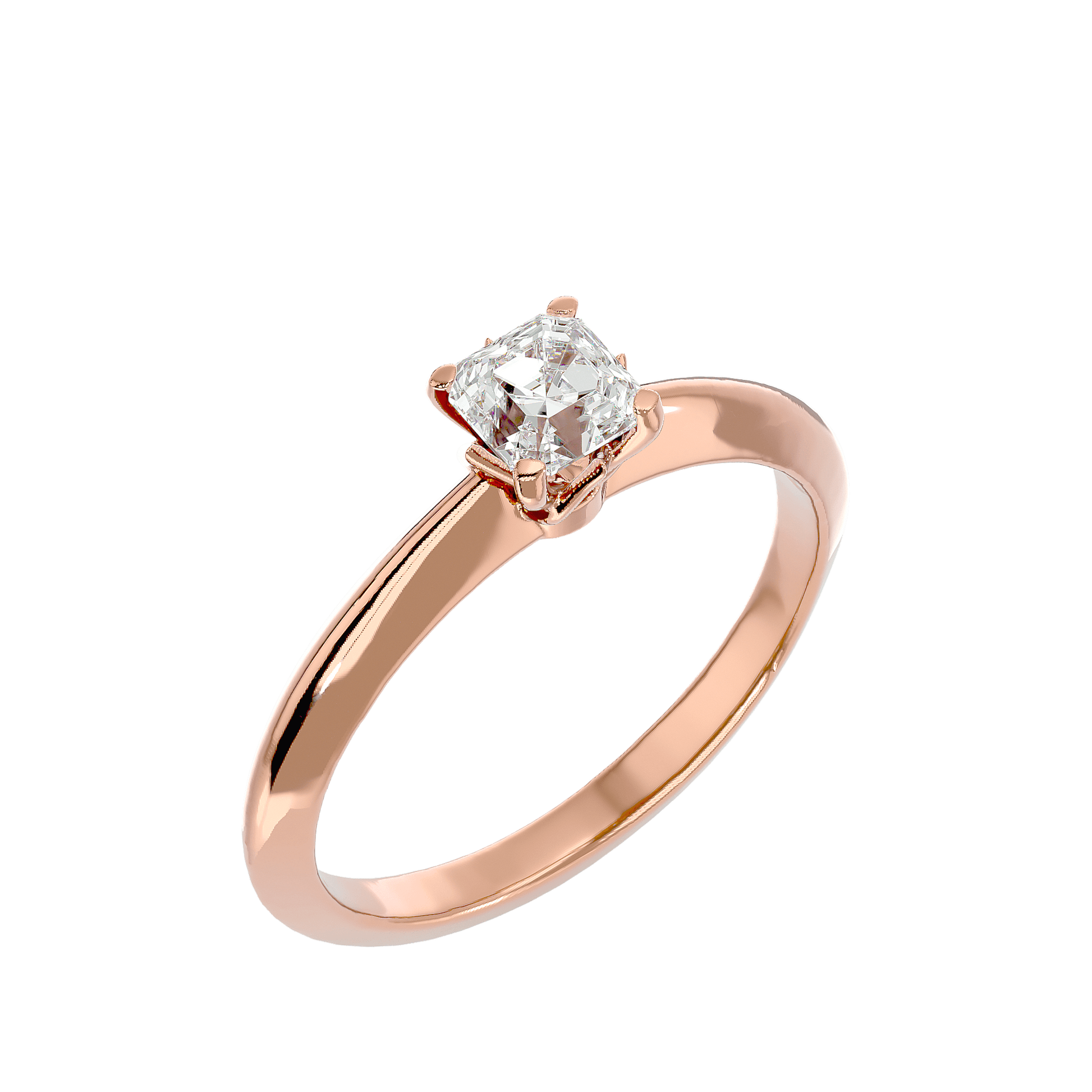 Lab Grown Emerald Cut Diamond Solitaire Ring In Rose Gold