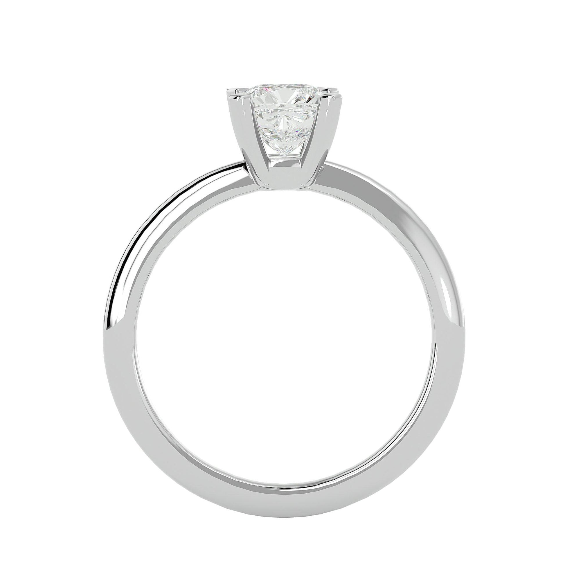 Lab Grown Cushion Cut Diamond In White Gold Solitaire Ring