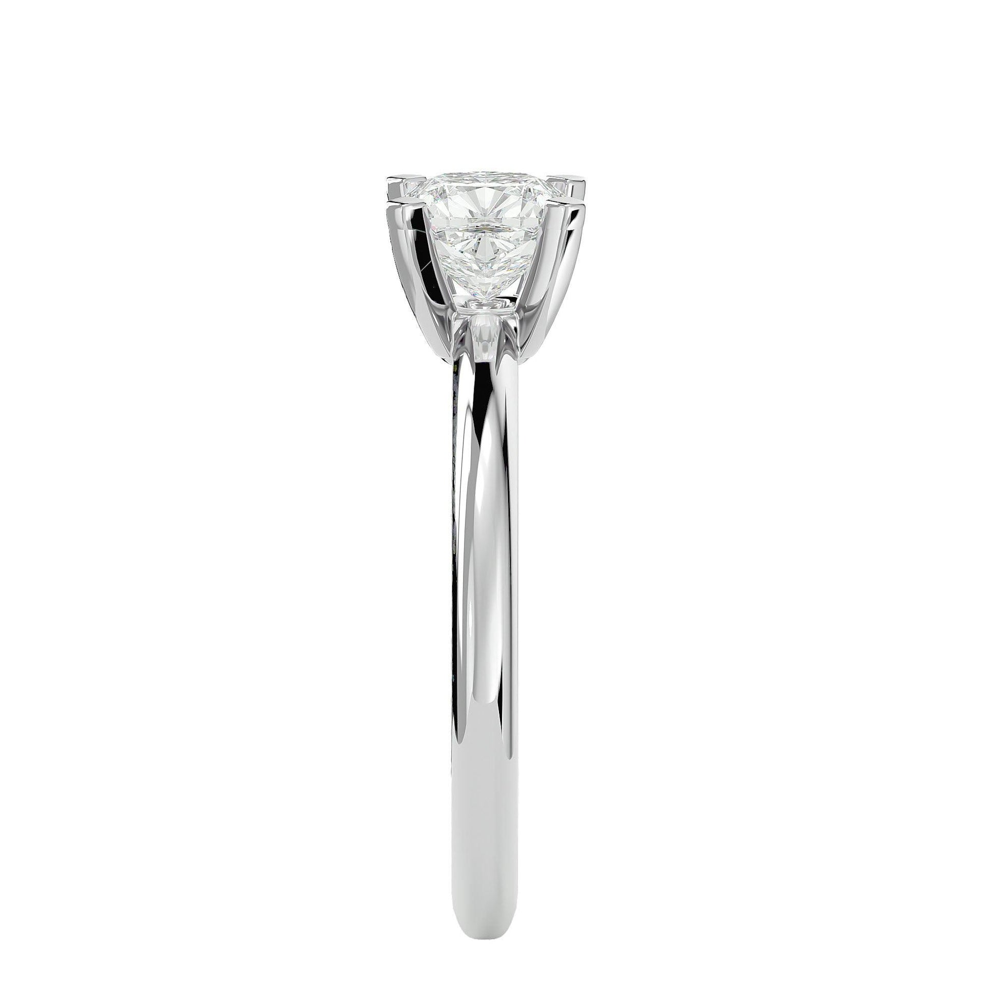 Lab Grown Cushion Cut Diamond In White Gold Solitaire Ring