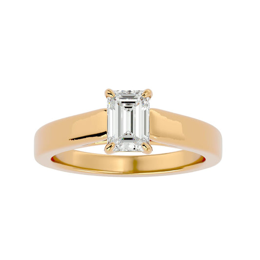 Ageless Lab Grown Emerald Cut Diamond Solitaire Ring In Yellow Gold