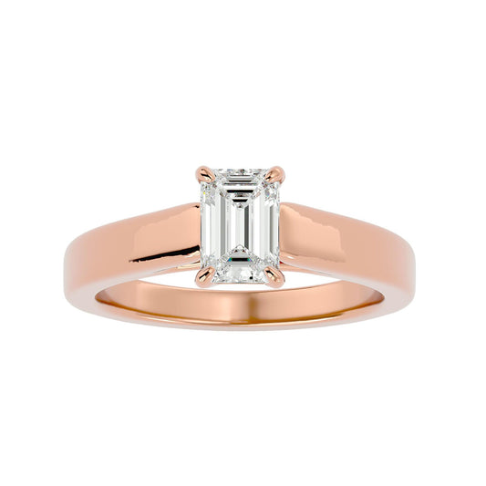 Ageless Lab Grown Emerald Cut Diamond Solitaire Ring In Rose Gold