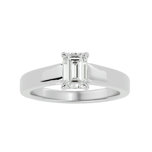 Ageless Lab Grown Emerald Cut Diamond In White Gold Solitaire Ring