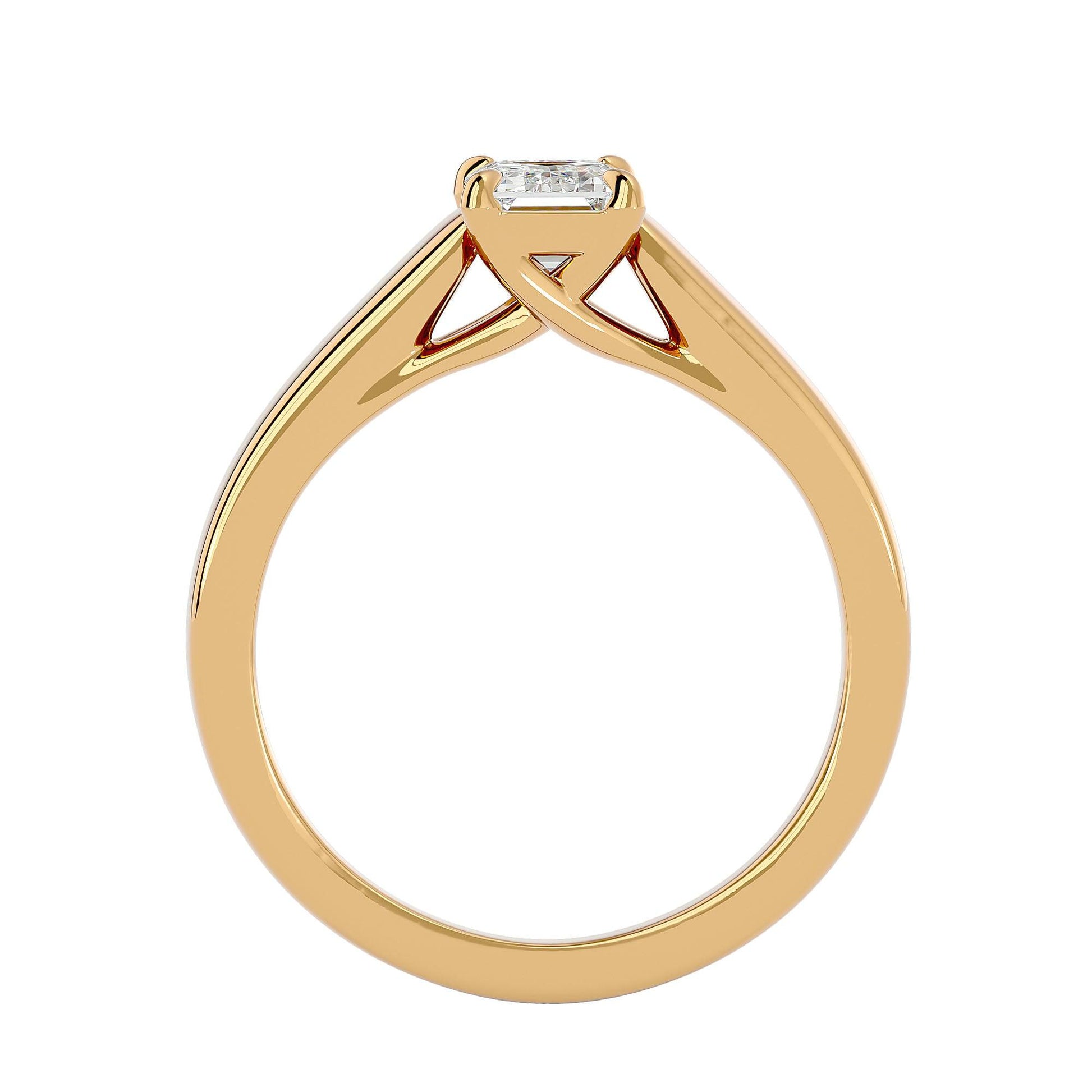 Ageless Lab Grown Emerald Cut Diamond Solitaire Ring In Yellow Gold