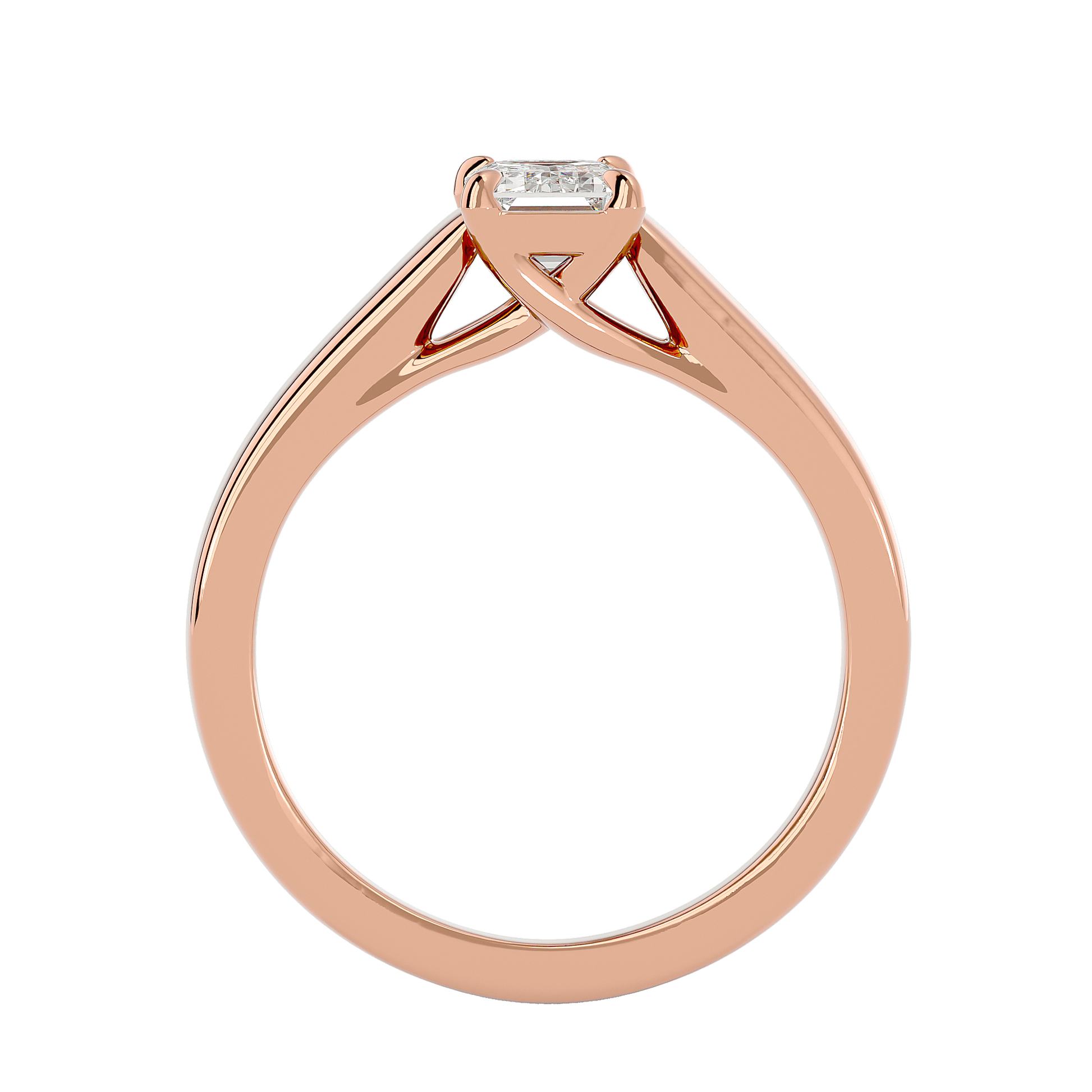 Ageless Lab Grown Emerald Cut Diamond Solitaire Ring In Rose Gold