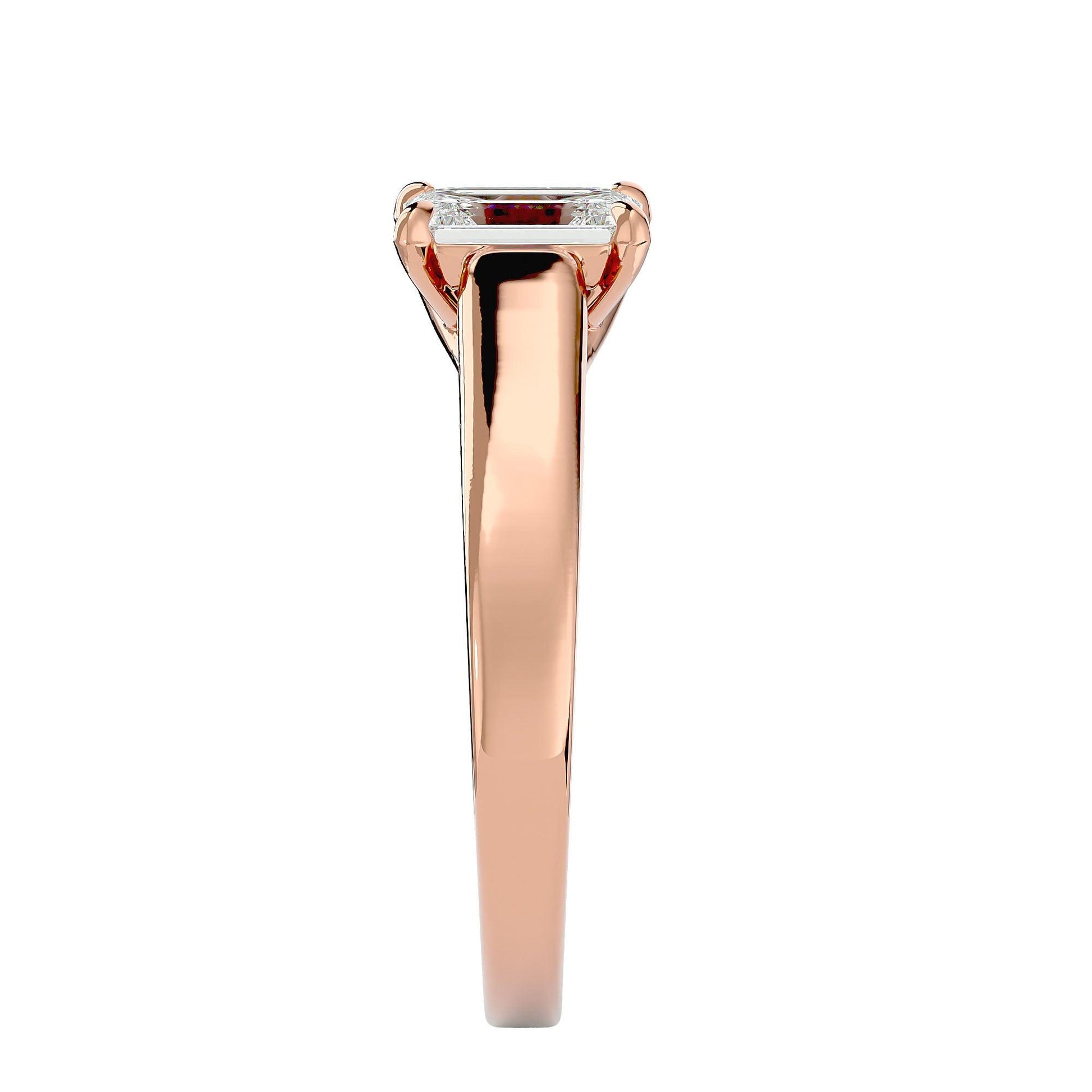 Ageless Lab Grown Emerald Cut Diamond Solitaire Ring In Rose Gold