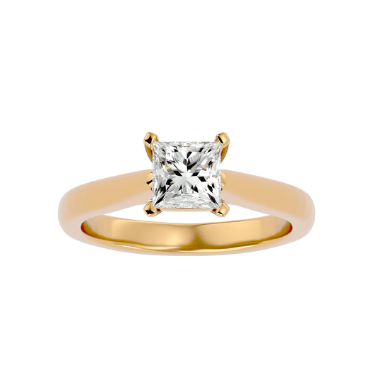 Allure Lab Grown Princess Cut Diamond Solitaire Ring In Yellow Gold