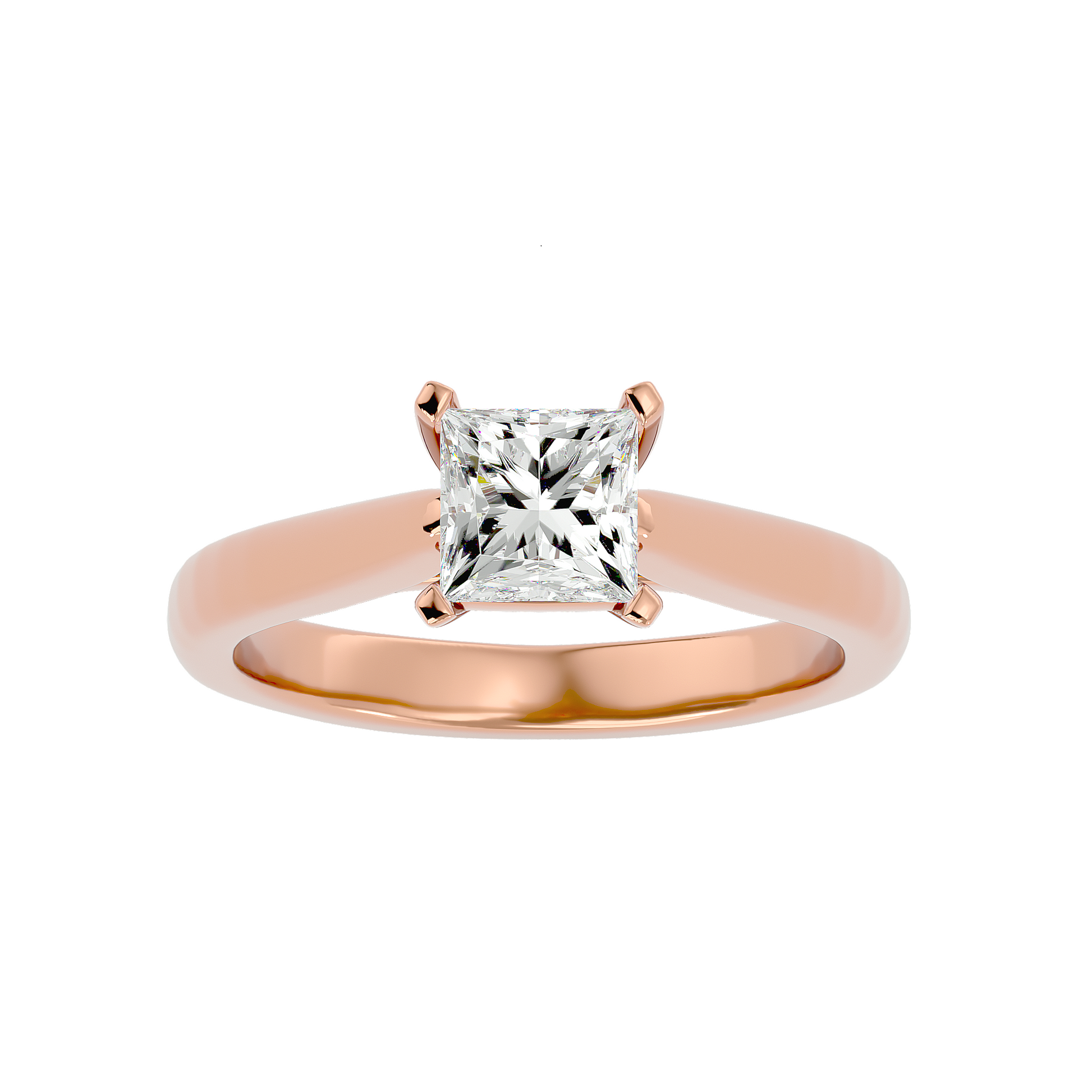 Allure Lab Grown Princess Cut Diamond Solitaire Ring In Rose Gold