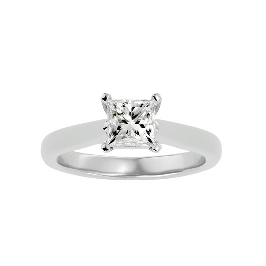 Allure Lab Grown Princess Cut Diamond In White Gold Solitaire Ring