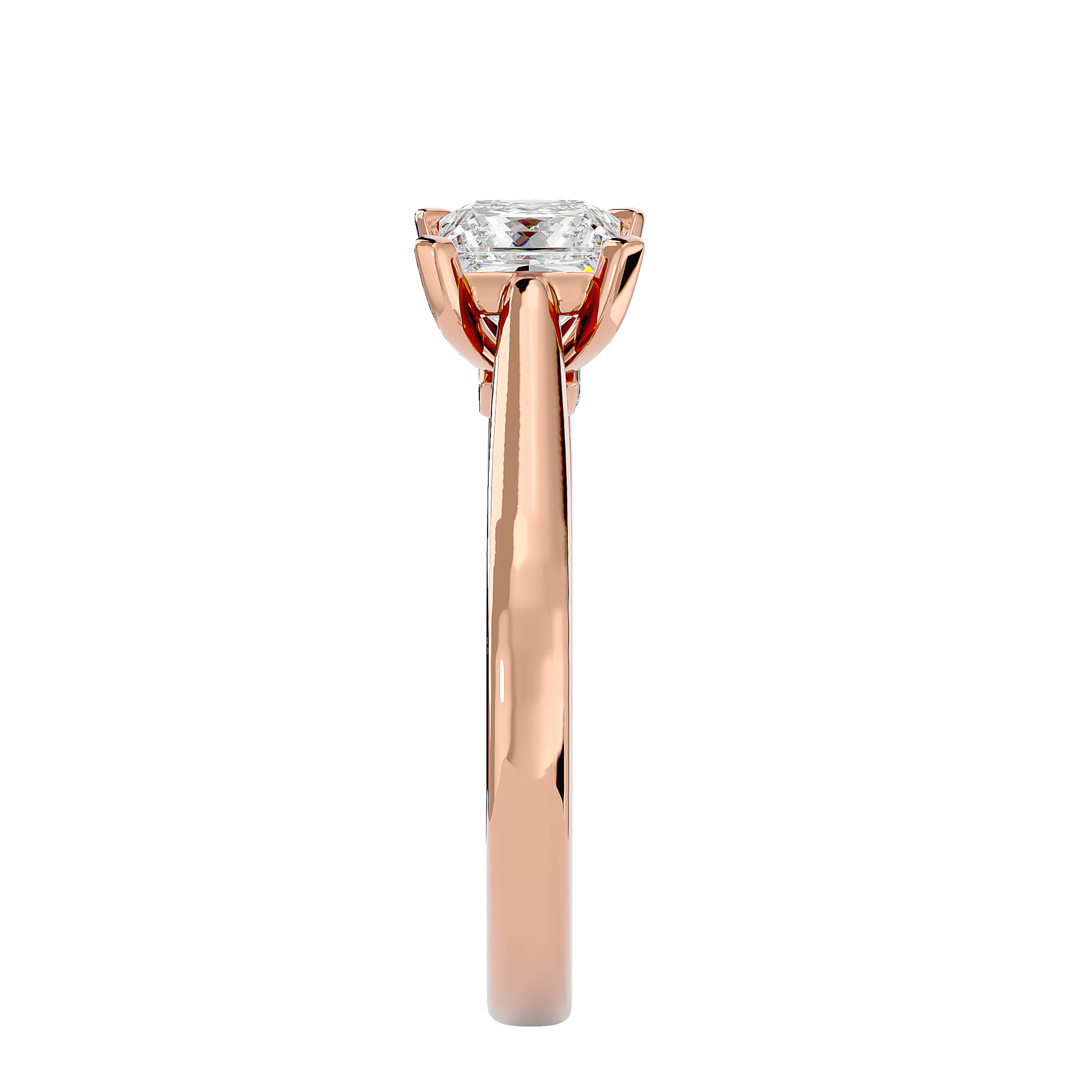 Allure Lab Grown Princess Cut Diamond Solitaire Ring In Rose Gold