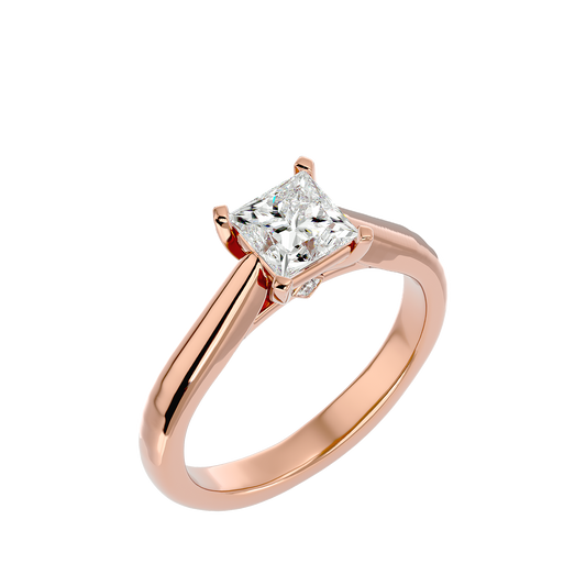 Allure Lab Grown Princess Cut Diamond Solitaire Ring In Rose Gold