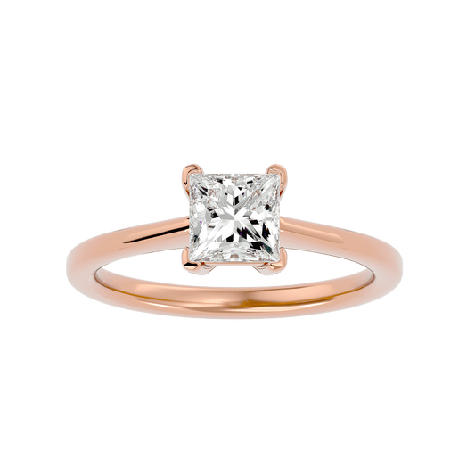 Lab Grown Princess Cut Diamond Solitaire Ring In Rose Gold