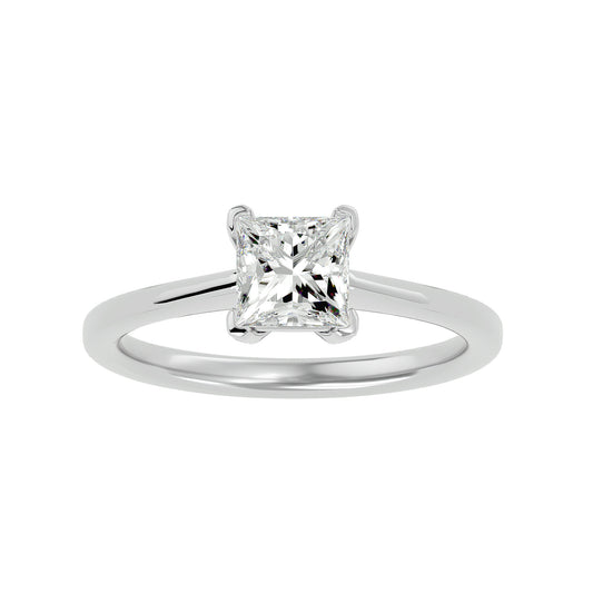 Lab Grown Princess Cut Diamond In White Gold Solitaire Ring