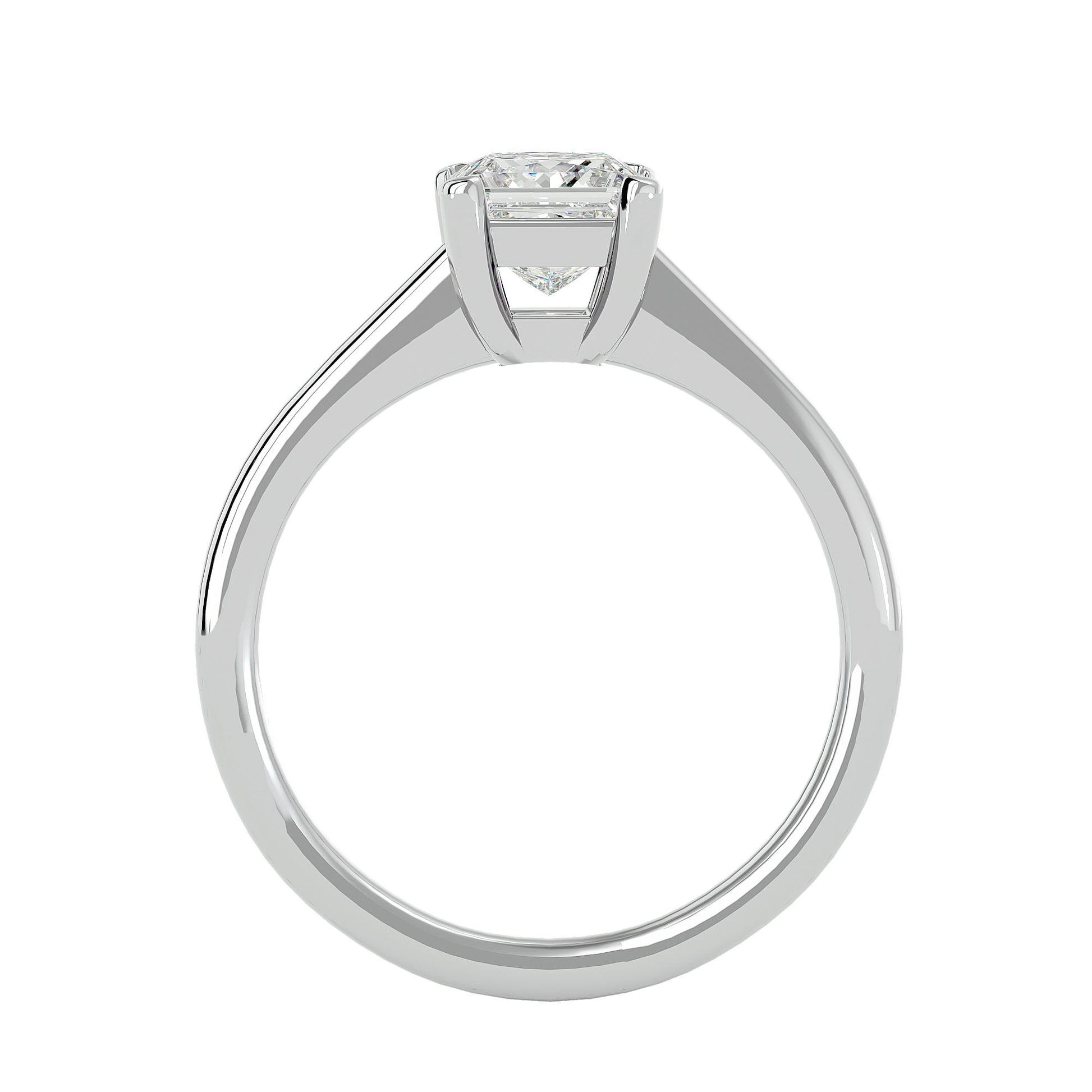 Lab Grown Princess Cut Diamond In White Gold Solitaire Ring