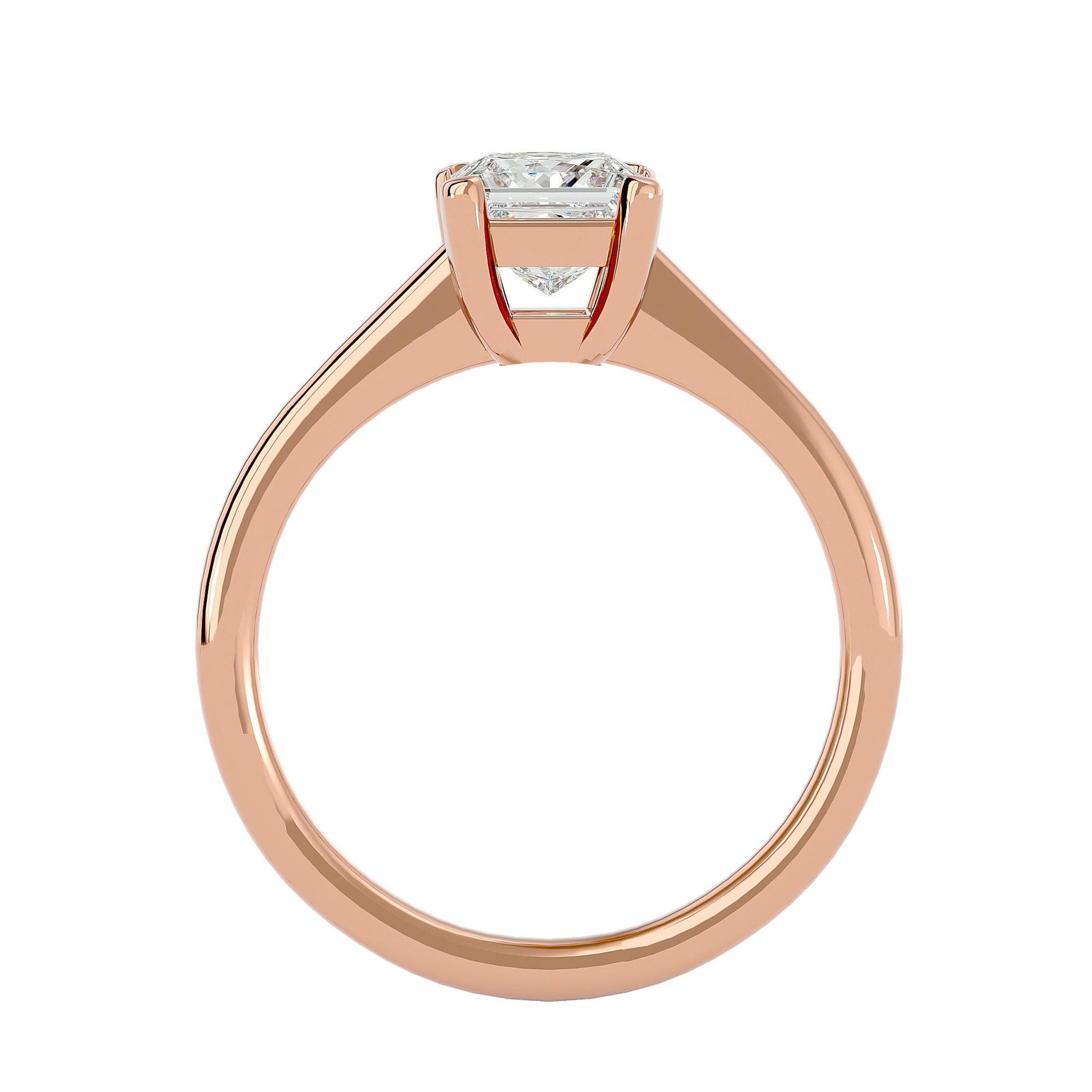 Lab Grown Princess Cut Diamond Solitaire Ring In Rose Gold