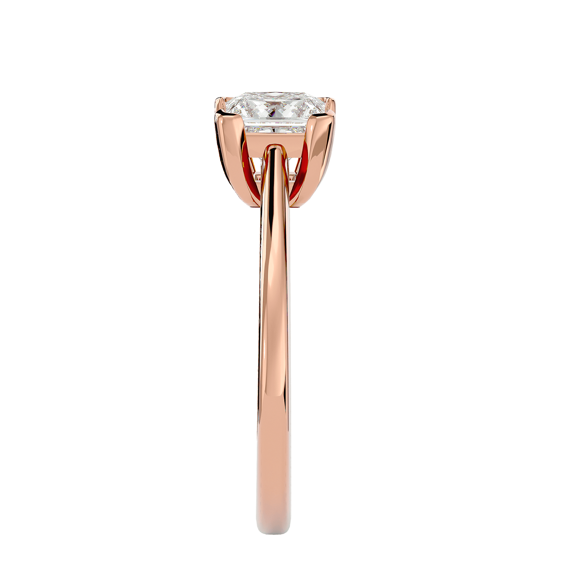 Lab Grown Princess Cut Diamond Solitaire Ring In Rose Gold