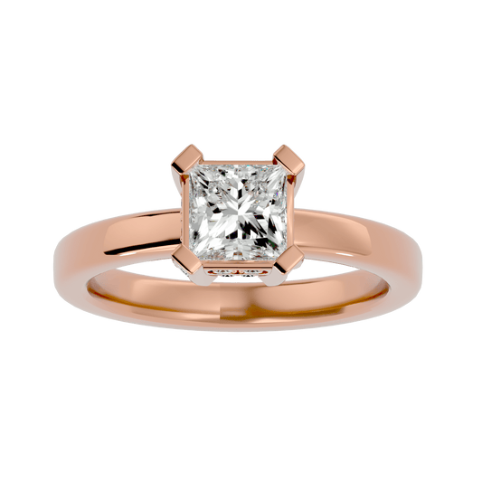 Lab Grown Princess Cut Diamond Solitaire Ring In Rose Gold