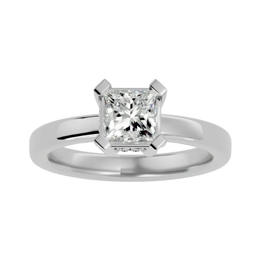 Lab Grown Princess Cut Diamond In White Gold Solitaire Ring