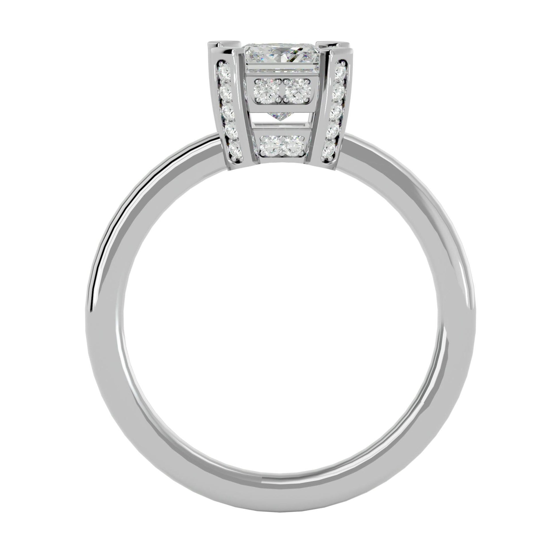 Lab Grown Princess Cut Diamond In White Gold Solitaire Ring