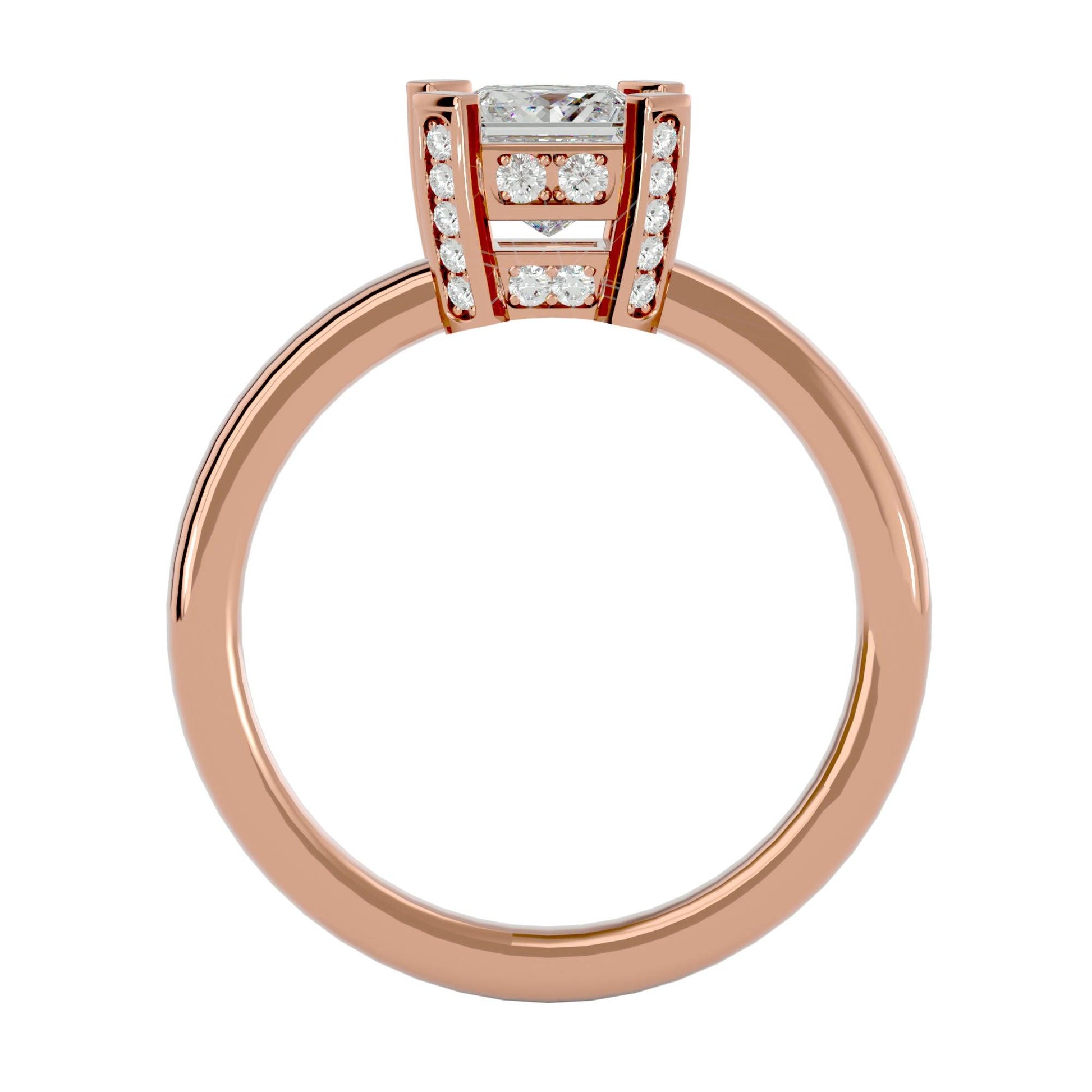 Lab Grown Princess Cut Diamond Solitaire Ring In Rose Gold