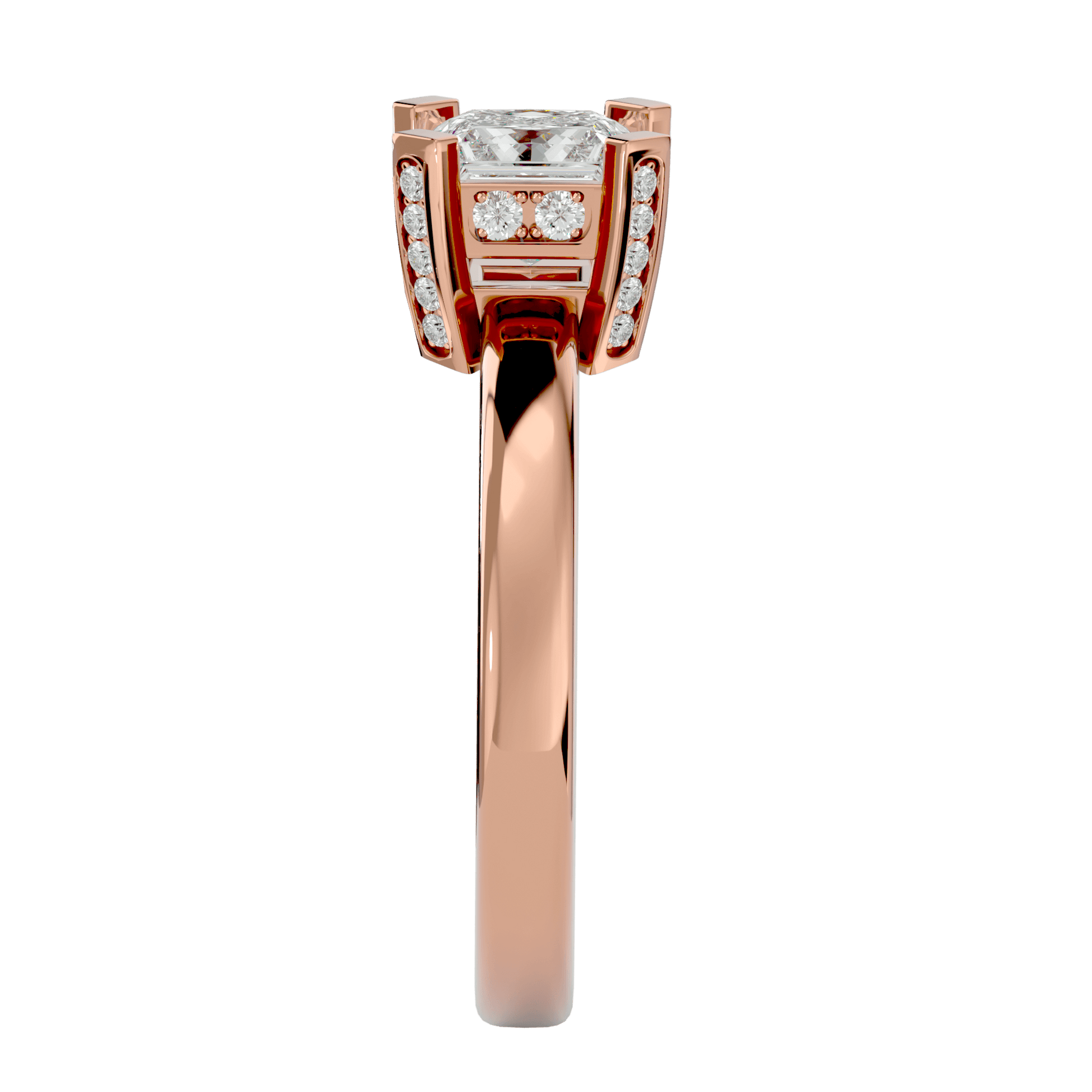 Lab Grown Princess Cut Diamond Solitaire Ring In Rose Gold