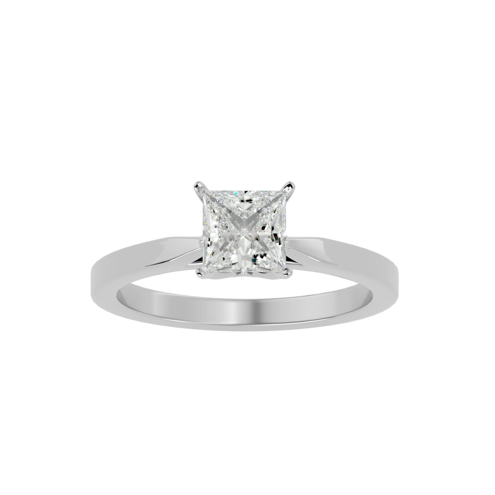 Lab Grown Princess Cut Diamond In White Gold Solitaire Ring